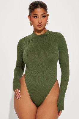 Marena Long Sleeve Bodysuit - Green sold by Fashion Nova