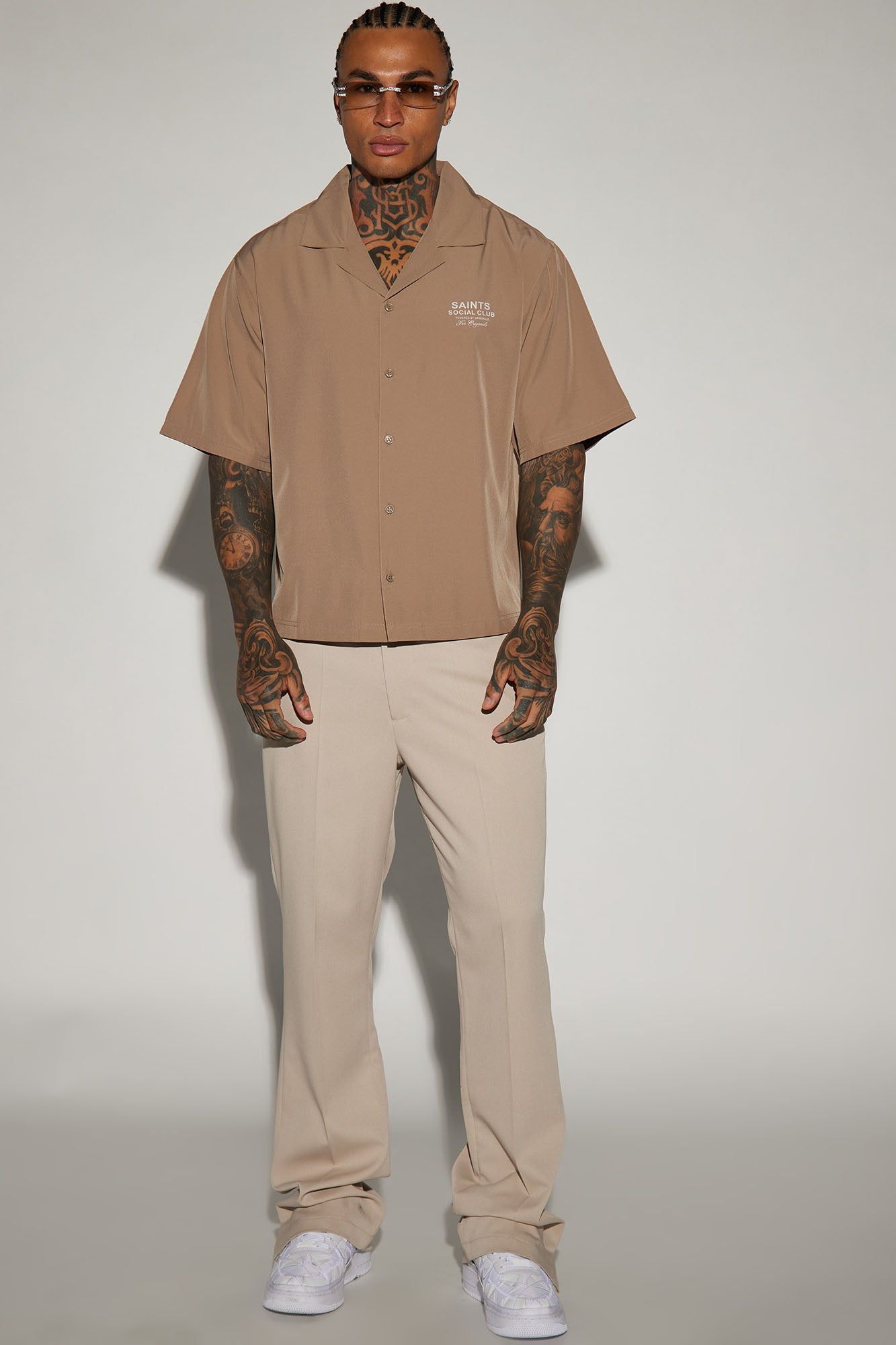 Saints Social Club Button Up Shirt - Taupe sold by Fashion Nova product image thumbnail 2
