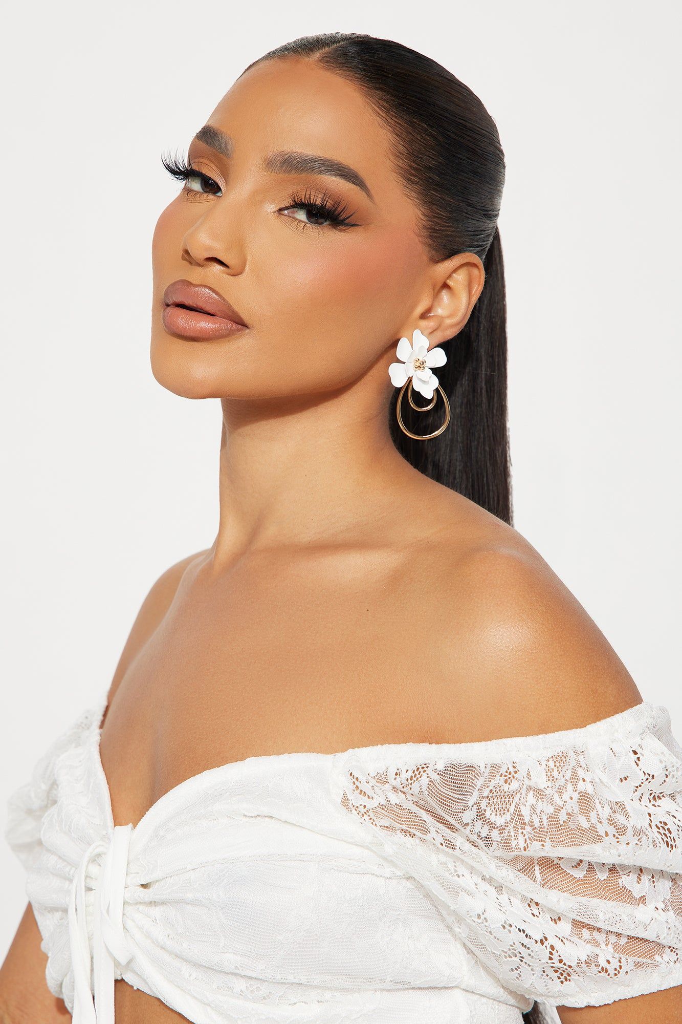 Oh So Fresh Earrings - White/Gold sold by Fashion Nova product image thumbnail 2
