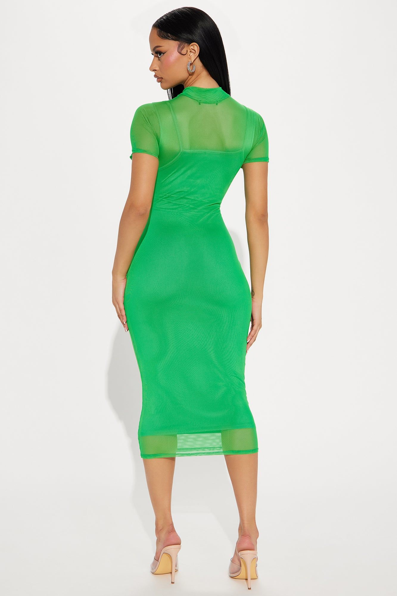 Feelin' Myself Mesh Midi Dress - Kelly Green sold by Fashion Nova product image thumbnail 3