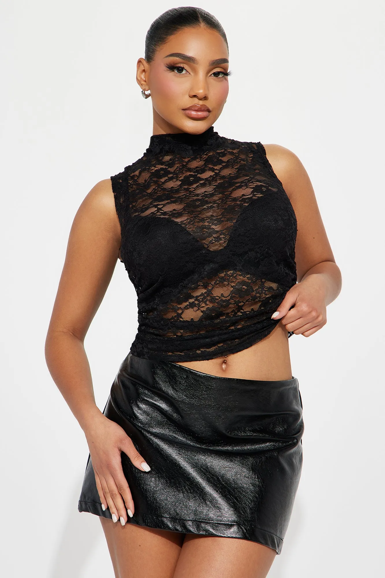 Sofia Lace Top - Black sold by Fashion Nova