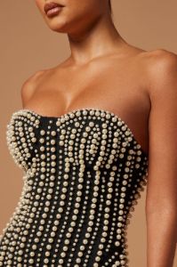Eloise Pearl Bandage Mini Dress - Black sold by Fashion Nova