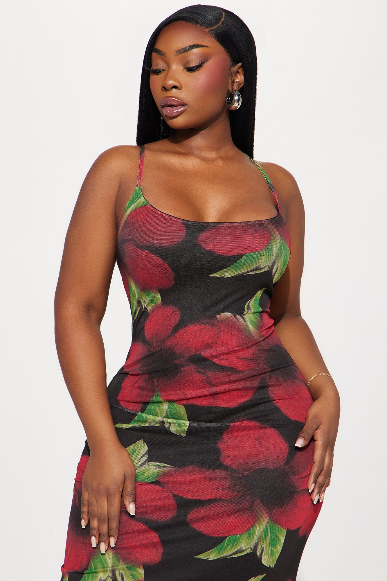 Remi Printed Mesh Maxi Dress - Red/combo sold by Fashion Nova product image thumbnail 2