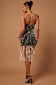 Eloise Pearl Bandage Mini Dress - Black sold by Fashion Nova