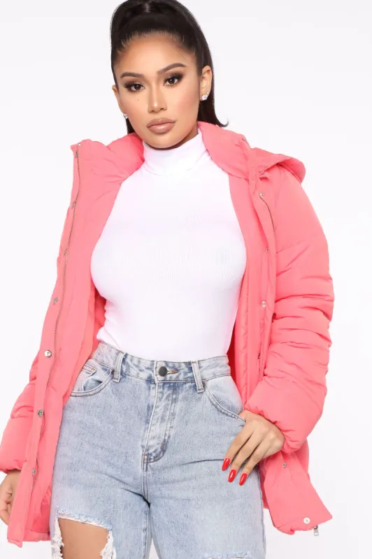 No Problems Here Puffer Jacket - Pink made by Fashion Nova