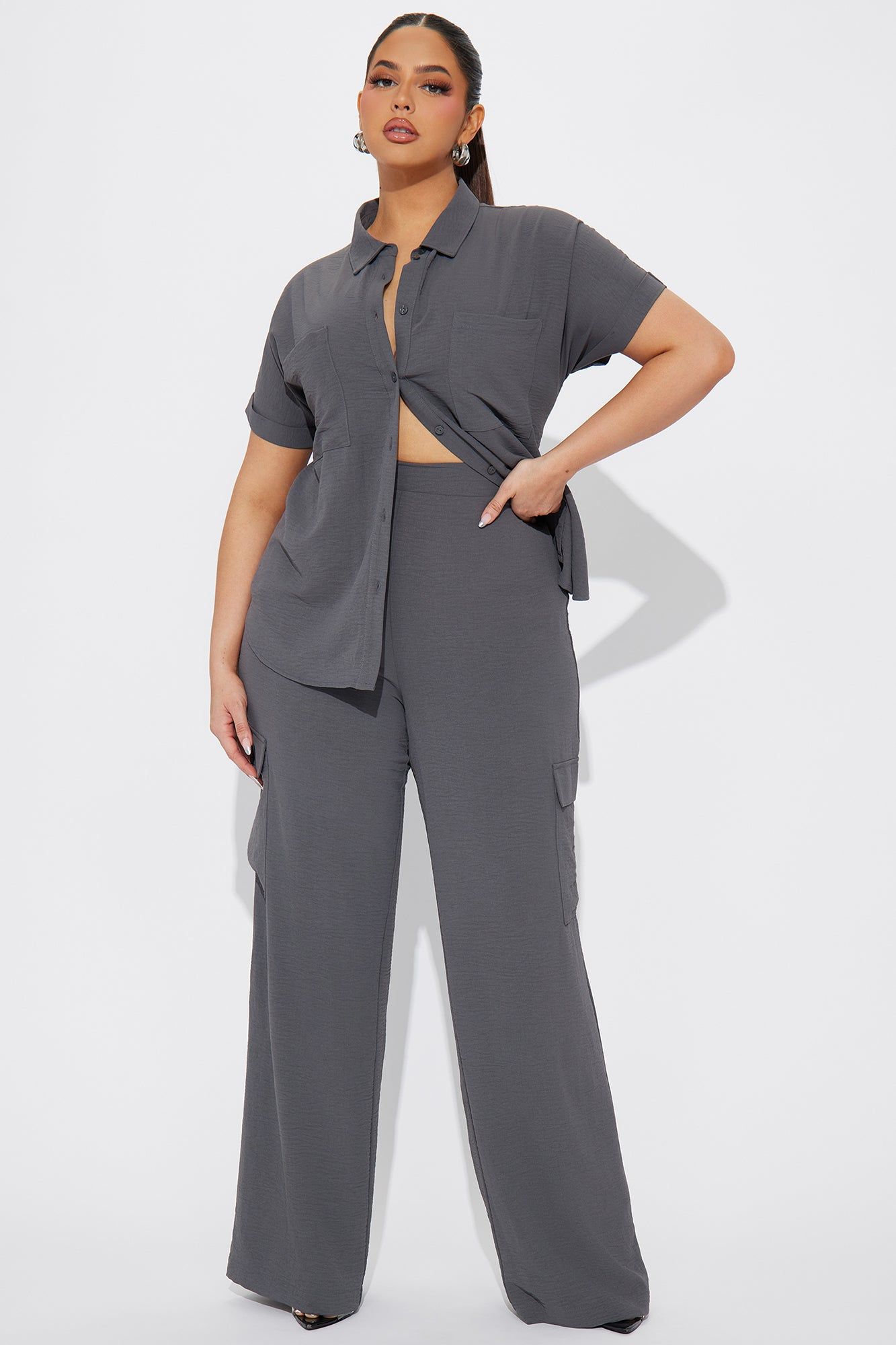 Caroline Cargo Pant Set - Charcoal sold by Fashion Nova product image thumbnail 4