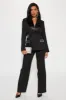 Mara Rosette Blazer Pant Set - Black sold by Fashion Nova