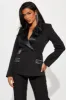 Mara Rosette Blazer Pant Set - Black sold by Fashion Nova