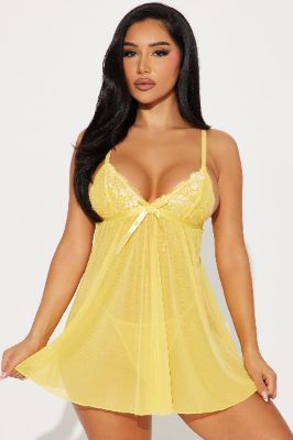 Addicted To Love Lace Babydoll - Yellow sold by Fashion Nova