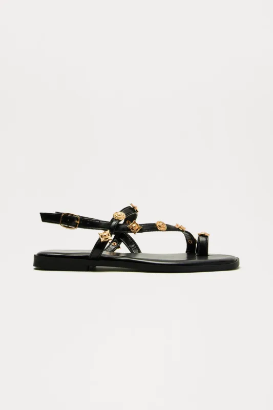 Bright Idea Studded Sandals - Black sold by Fashion Nova