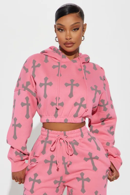 Faith In Me Cropped Hoodie - Pink sold by Fashion Nova