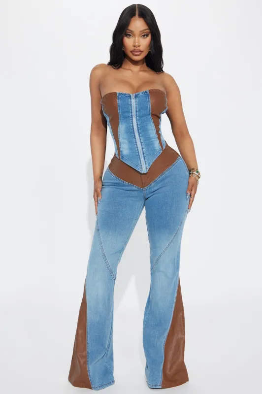 Set In My Denim Pant Set - Medium Wash sold by Fashion Nova