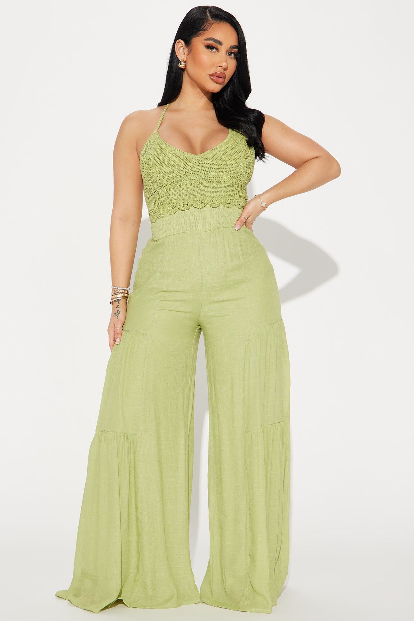 Malta Vacay Jumpsuit - Green sold by Fashion Nova