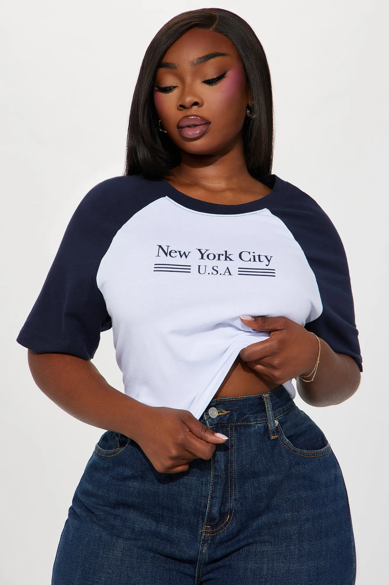 New York City Raglan Tee - White/combo sold by Fashion Nova product image thumbnail 5