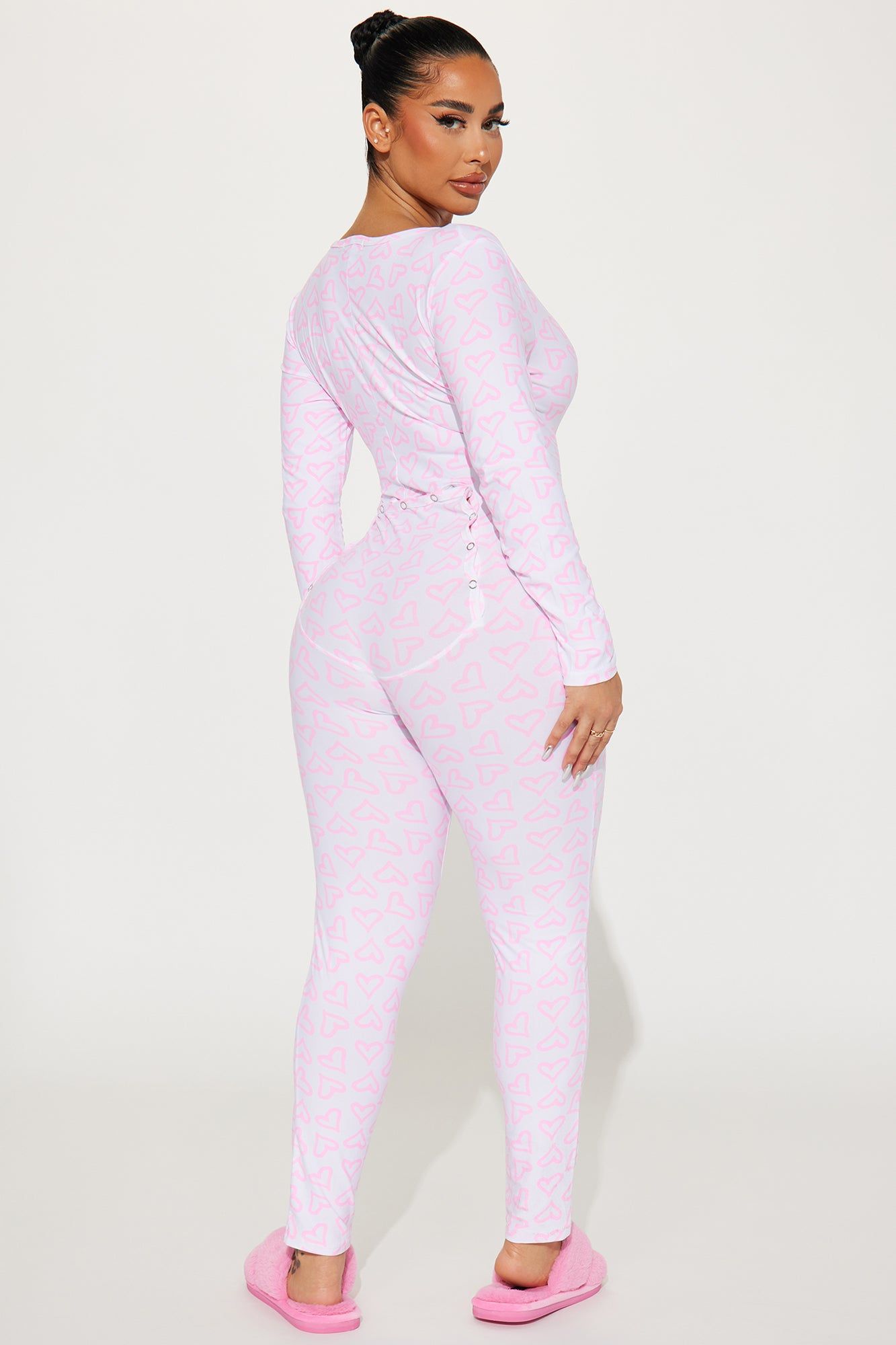 All My Heart PJ Jumpsuit Onesie - White/Pink sold by Fashion Nova product image thumbnail 3