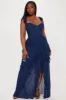Claire Chiffon Maxi Dress - Navy sold by Fashion Nova