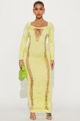 Persuade Me Maxi Dress - Chartreuse sold by Fashion Nova