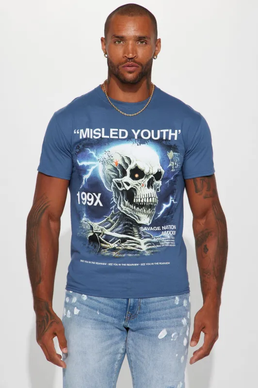 Misled Youth Short Sleeve Tee - Blue sold by Fashion Nova