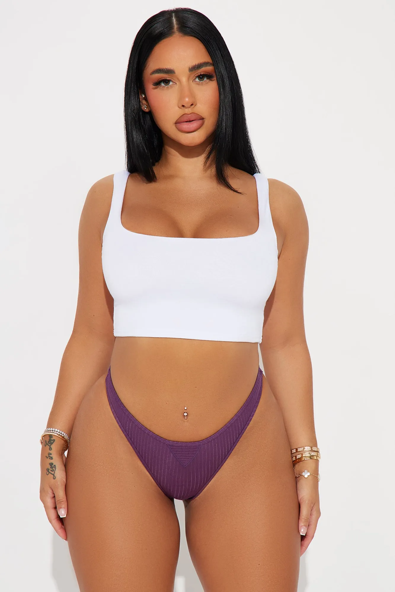 On Repeat Ribbed Thong Panty - Purple sold by Fashion Nova product image thumbnail 2