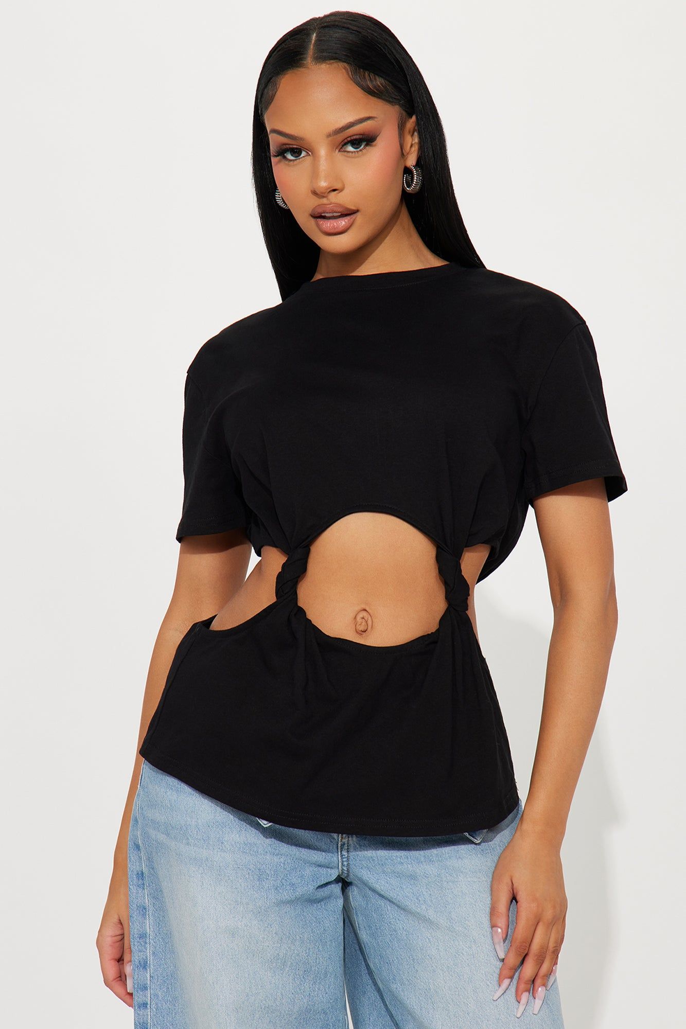 Run It Up Cut Out Top - Black sold by Fashion Nova