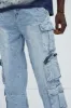 Always Distressed Cargo Straight Jeans - Medium Wash sold by Fashion Nova