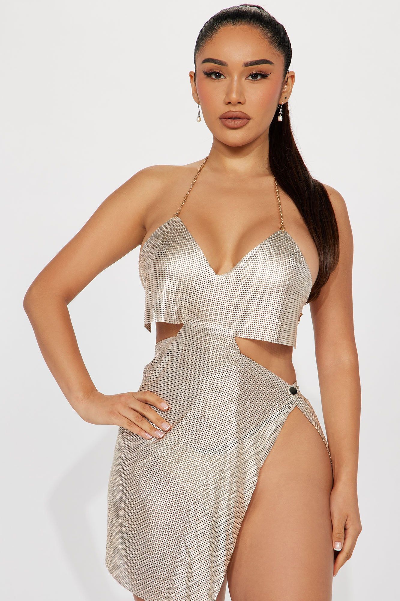 Heiress Chainmail Micro Mini Dress - Silver sold by Fashion Nova product image thumbnail 2