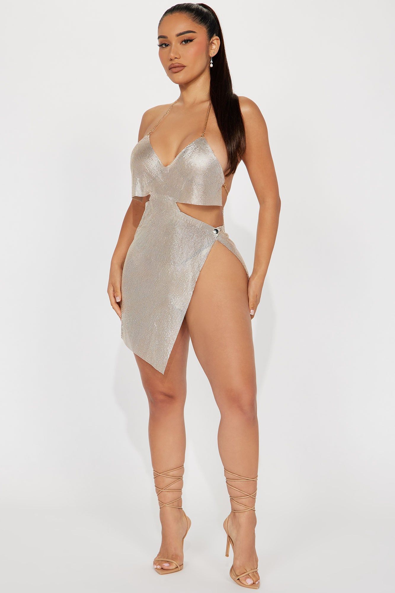 Heiress Chainmail Micro Mini Dress - Silver sold by Fashion Nova