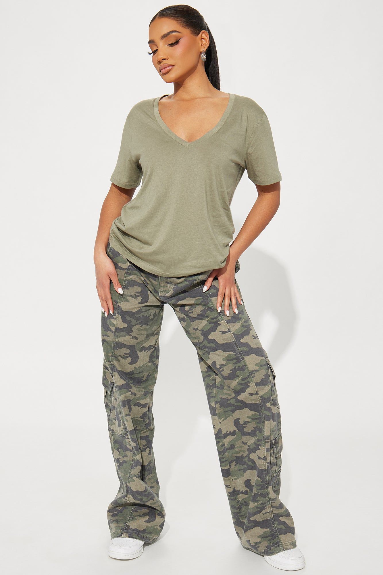 Ava V-Neck Tee - Olive sold by Fashion Nova product image thumbnail 2