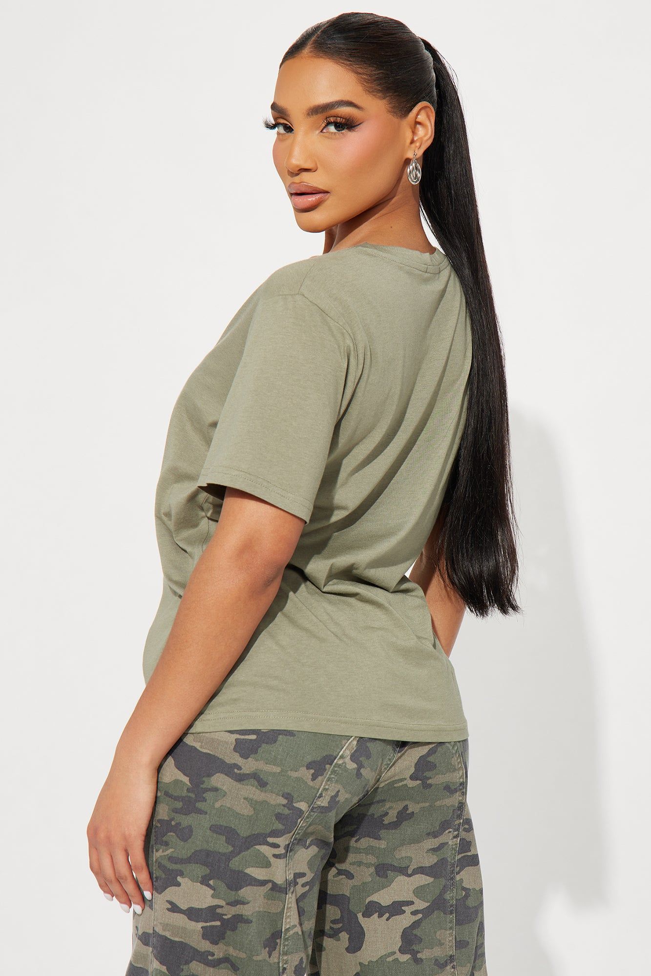 Ava V-Neck Tee - Olive sold by Fashion Nova product image thumbnail 3