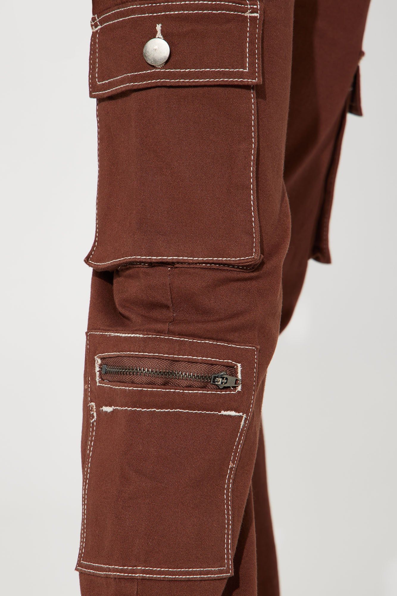 Mini Twill Wide Leg Cargo Pants - Chocolate sold by Fashion Nova product image thumbnail 3