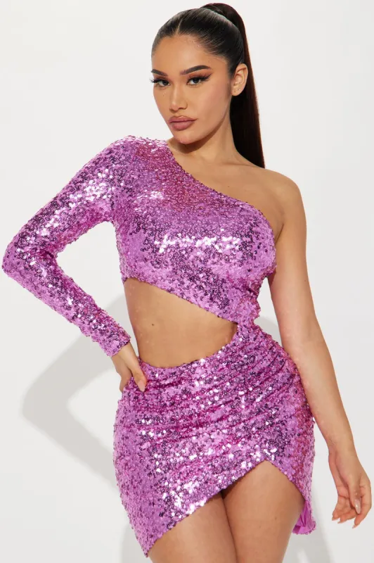 Brie Sequin Mini Dress - Magenta sold by Fashion Nova