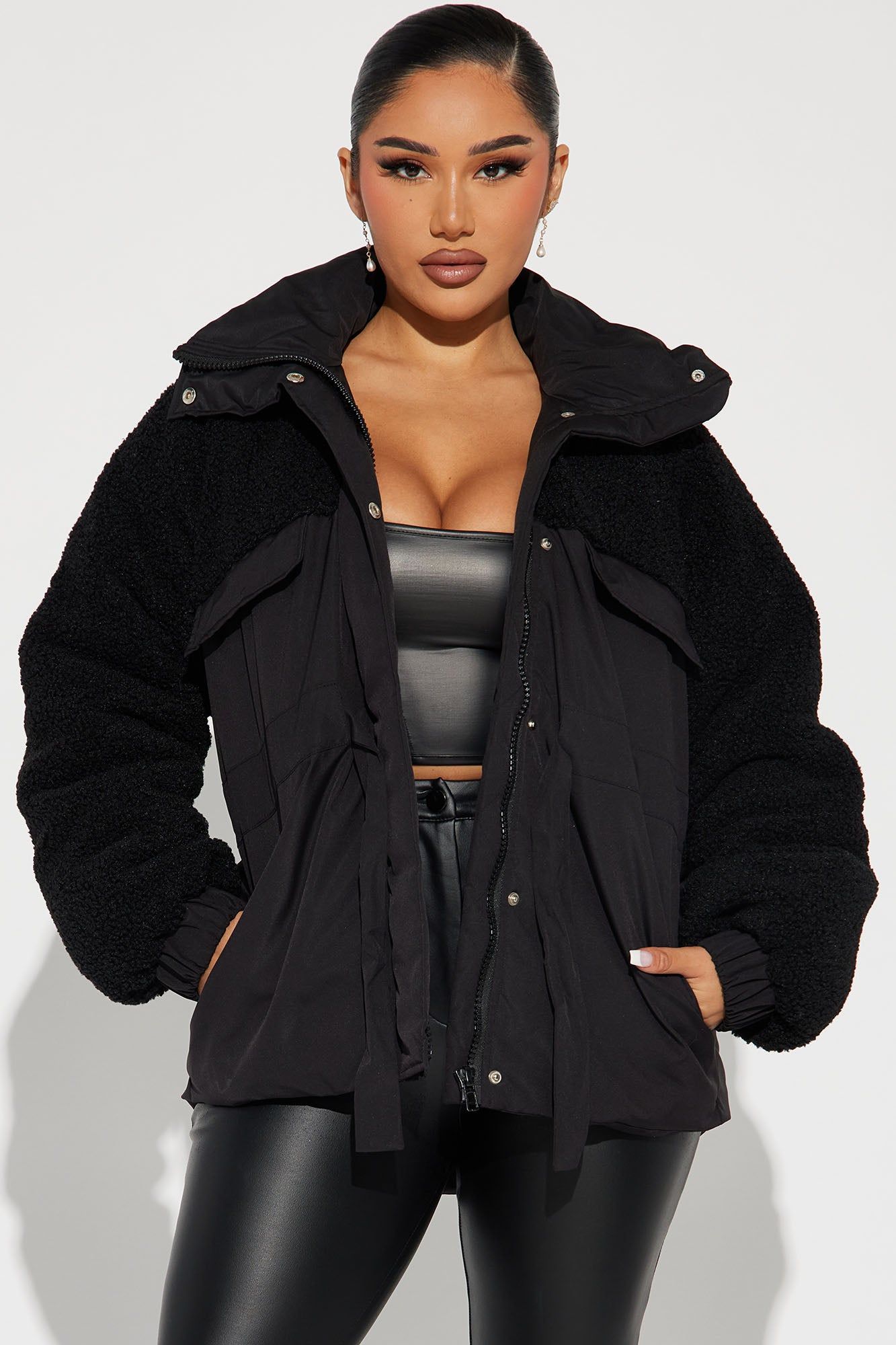 Warm Me Up Babe Puffer - Black sold by Fashion Nova