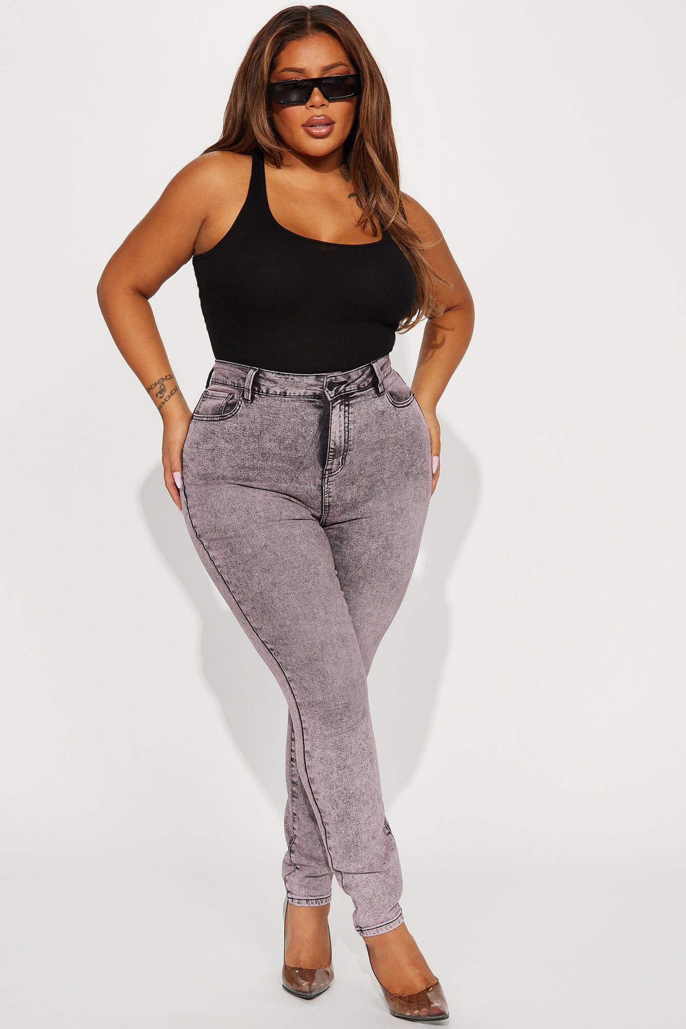 It's Giving High Stretch Curvy Skinny Jeans - Lilac sold by Fashion Nova product image thumbnail 4