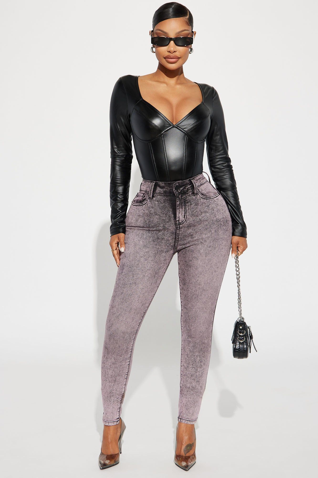 It's Giving High Stretch Curvy Skinny Jeans - Lilac sold by Fashion Nova