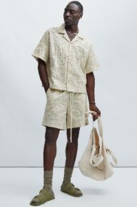 Swirl Jacquard Linen Shirt - Off White sold by Fashion Nova