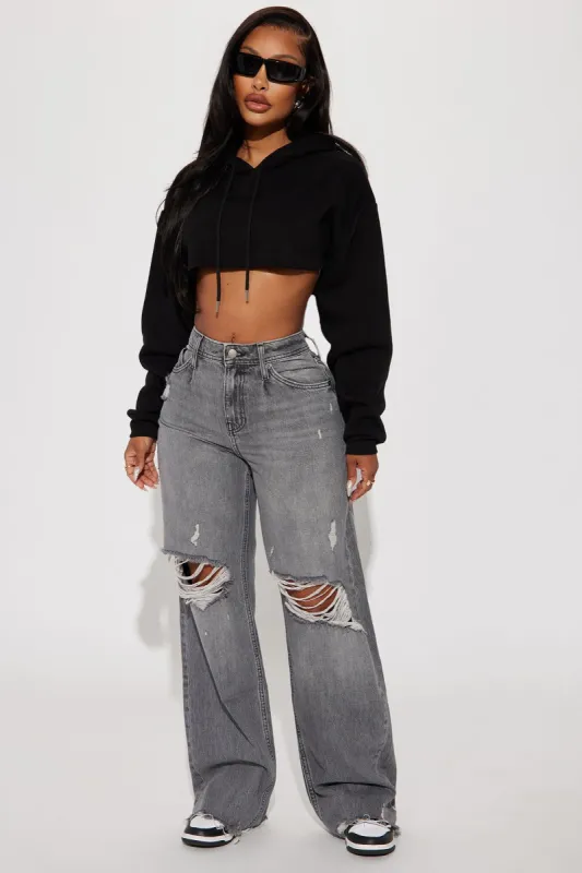 Gianna Non Stretch Ripped Baggy Jean - Grey sold by Fashion Nova