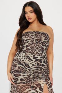 In The Jungle Ruched Maxi Dress - Leopard sold by Fashion Nova