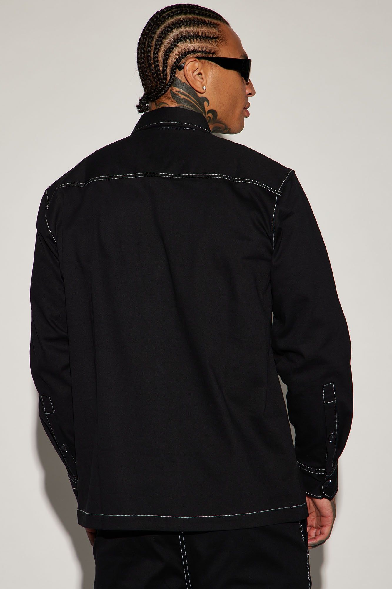 Rocky Contrast Stitch Shacket - Black sold by Fashion Nova product image thumbnail 4