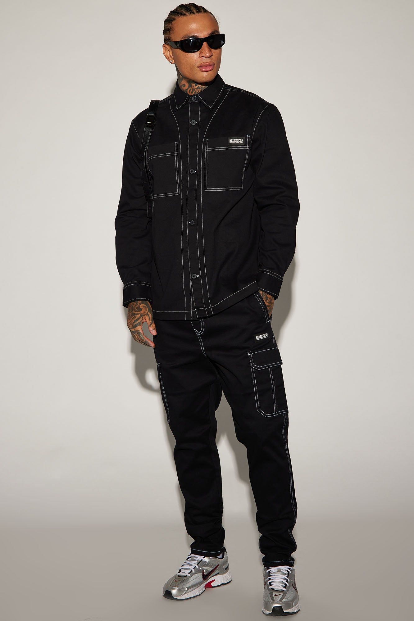 Rocky Contrast Stitch Shacket - Black sold by Fashion Nova product image thumbnail 2