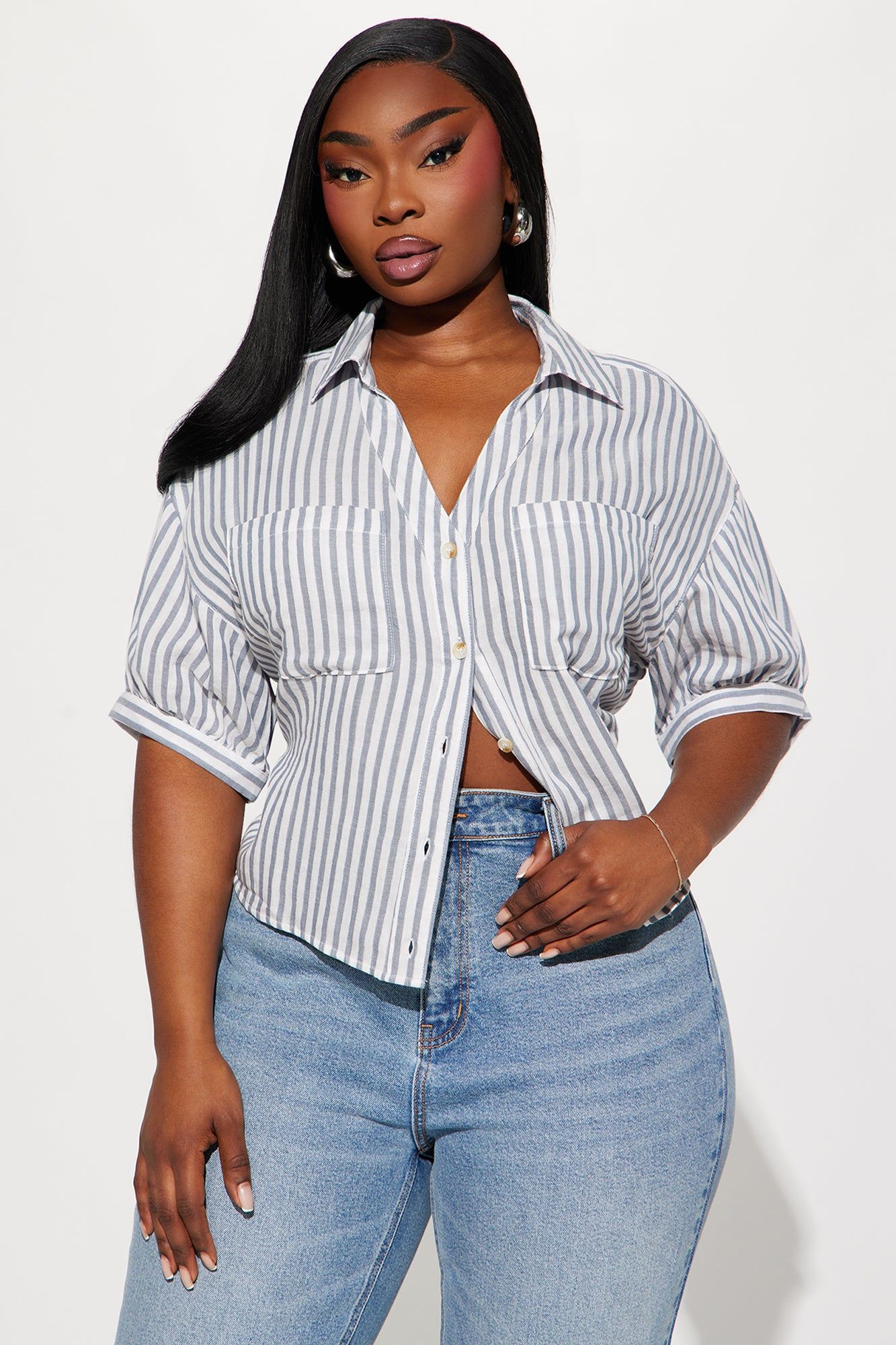 Boat Day Shirt - White/Blue sold by Fashion Nova product image thumbnail 4