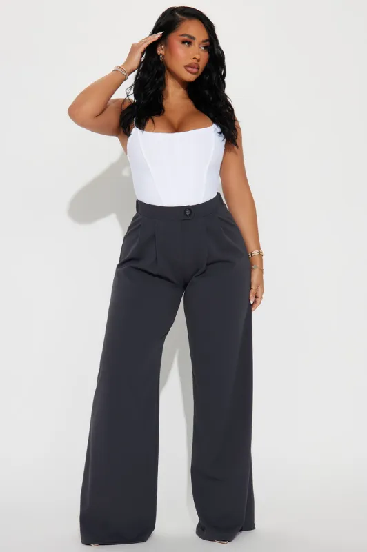 What Matters Most Wide Leg Trouser - Charcoal sold by Fashion Nova