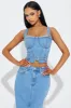 Devine Washed Denim Skirt Set - Medium Wash sold by Fashion Nova