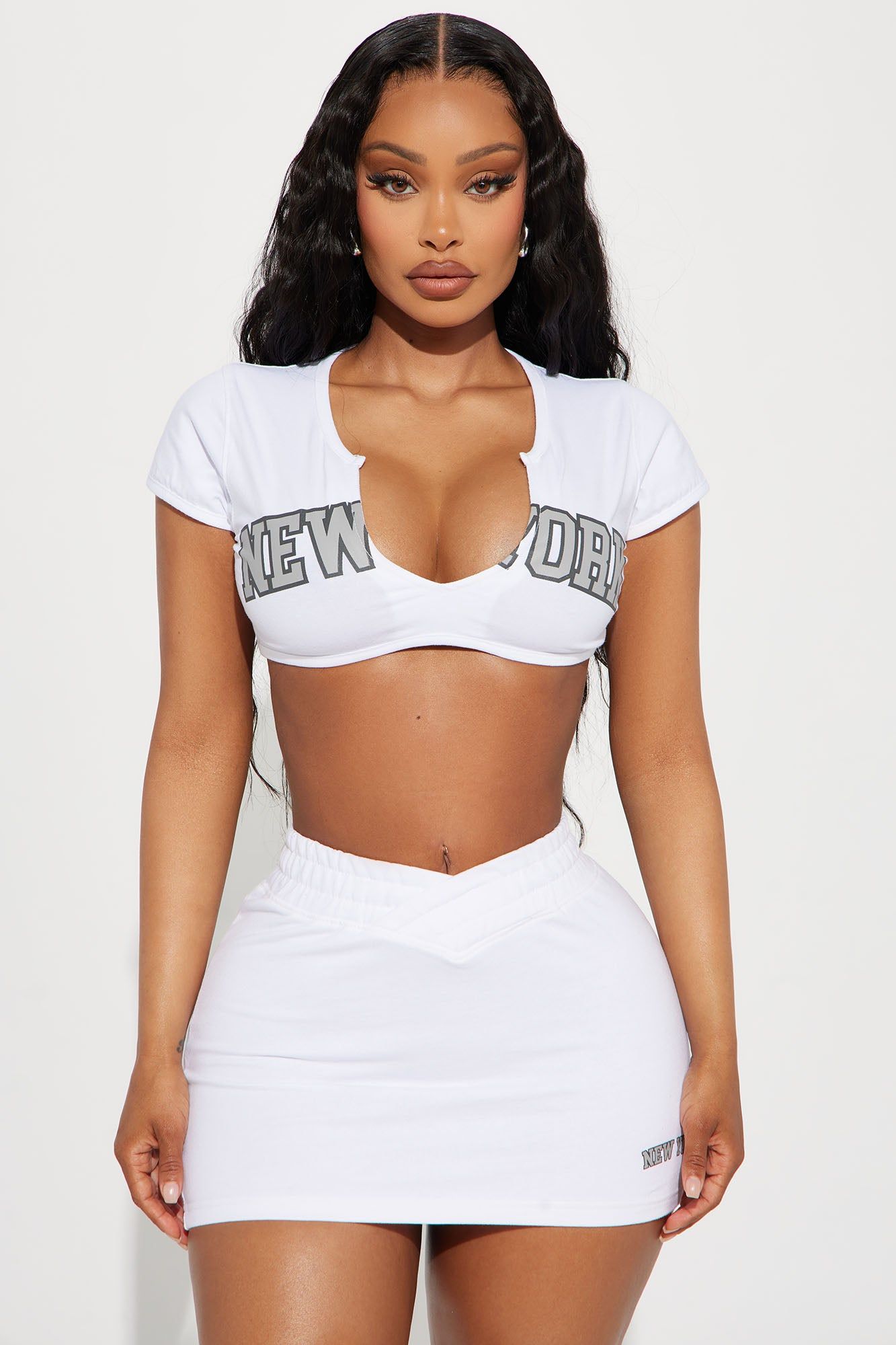 New York Super Crop Top - White sold by Fashion Nova