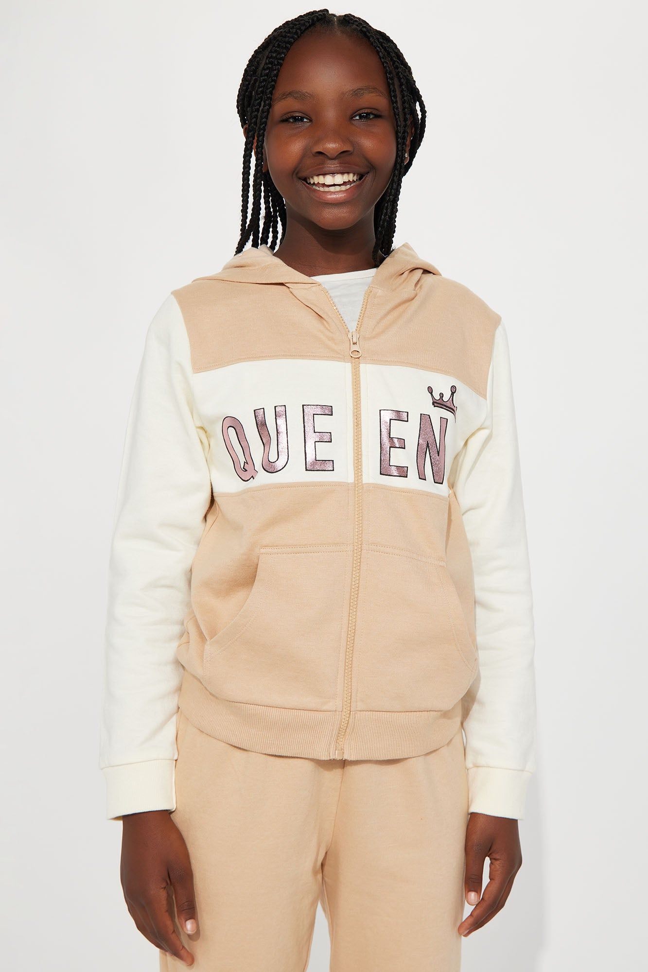 Mini Queen Fleece Jogger Set - Khaki/combo sold by Fashion Nova product image thumbnail 2