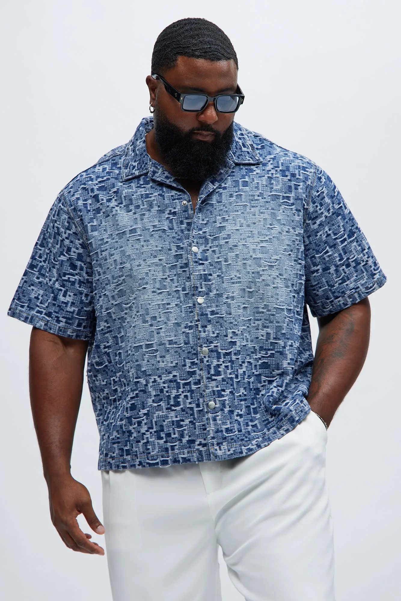 Arrow Jacquard Shirt - Light Blue Wash sold by Fashion Nova product image thumbnail 5