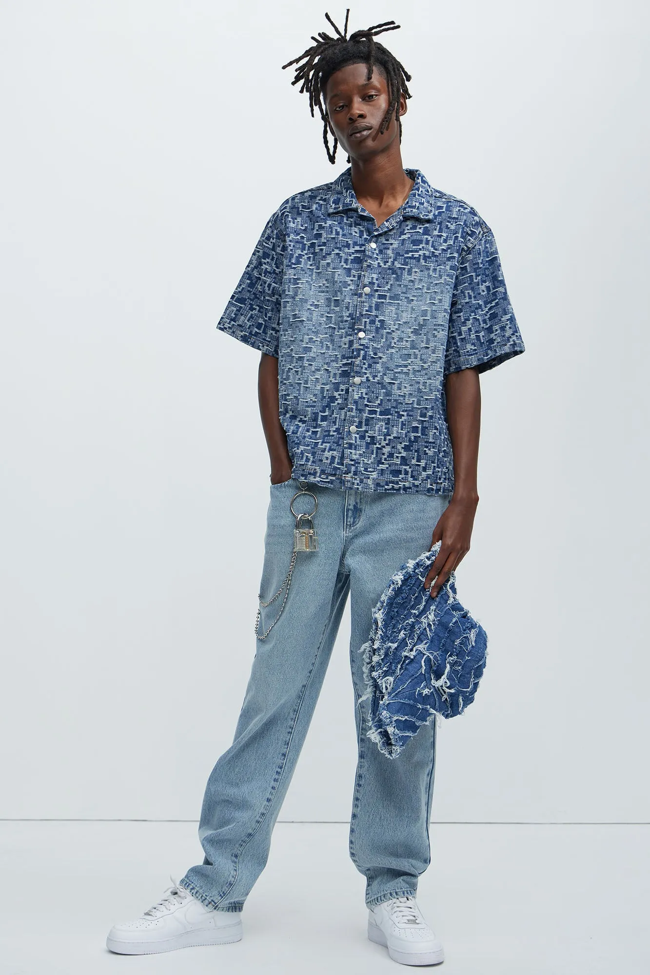 Arrow Jacquard Shirt - Light Blue Wash sold by Fashion Nova product image thumbnail 2