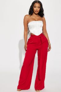 Business With A Side of Cool Trouser - Red sold by Fashion Nova