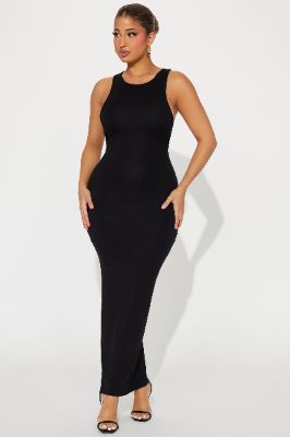 Melanie Racer Back Maxi Dress - Black sold by Fashion Nova
