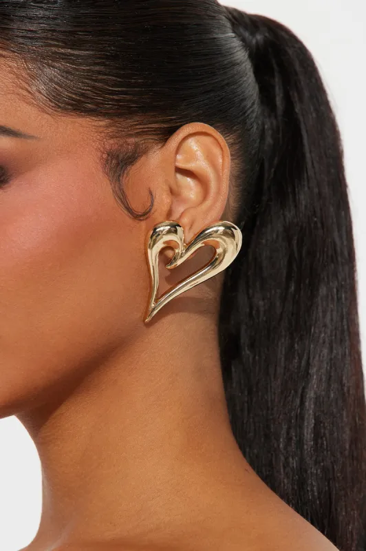 Abstract Heart Studs - Gold sold by Fashion Nova