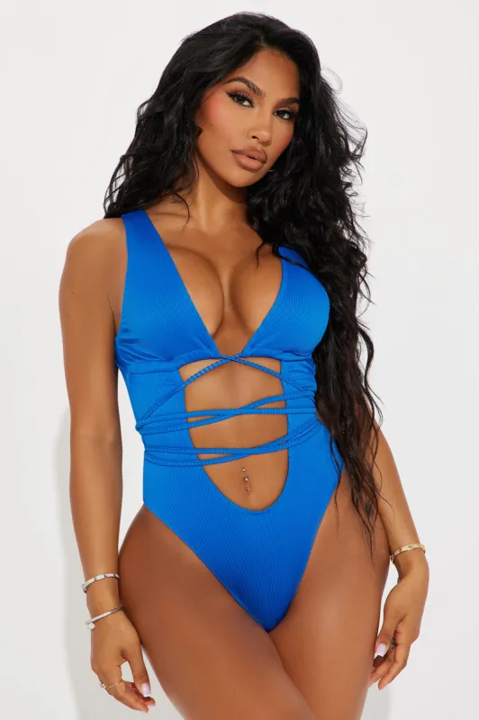 Sun Soaked Ribbed Strappy 1 Piece Swimsuit - Royal sold by Fashion Nova